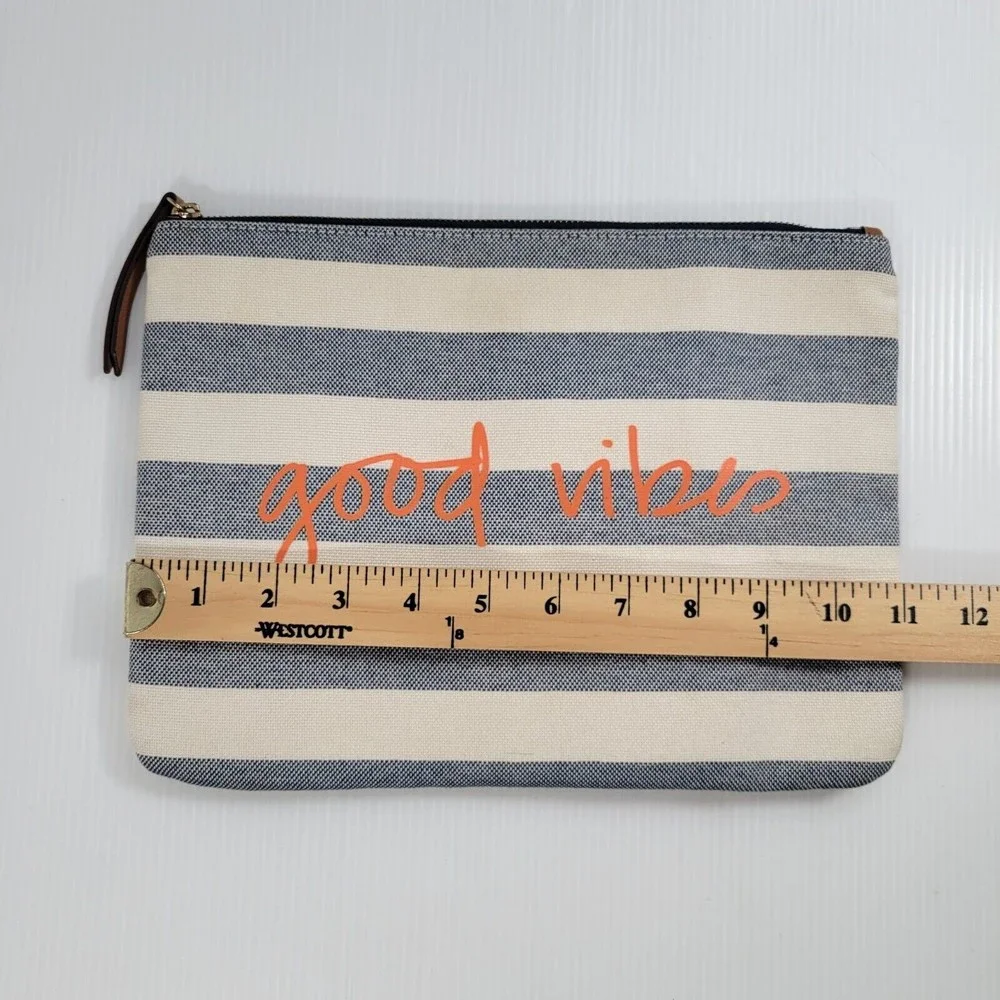Stella & Dot Travel Makeup Bag Good Vibes Stripe Zippered Pouch Stella and Dot